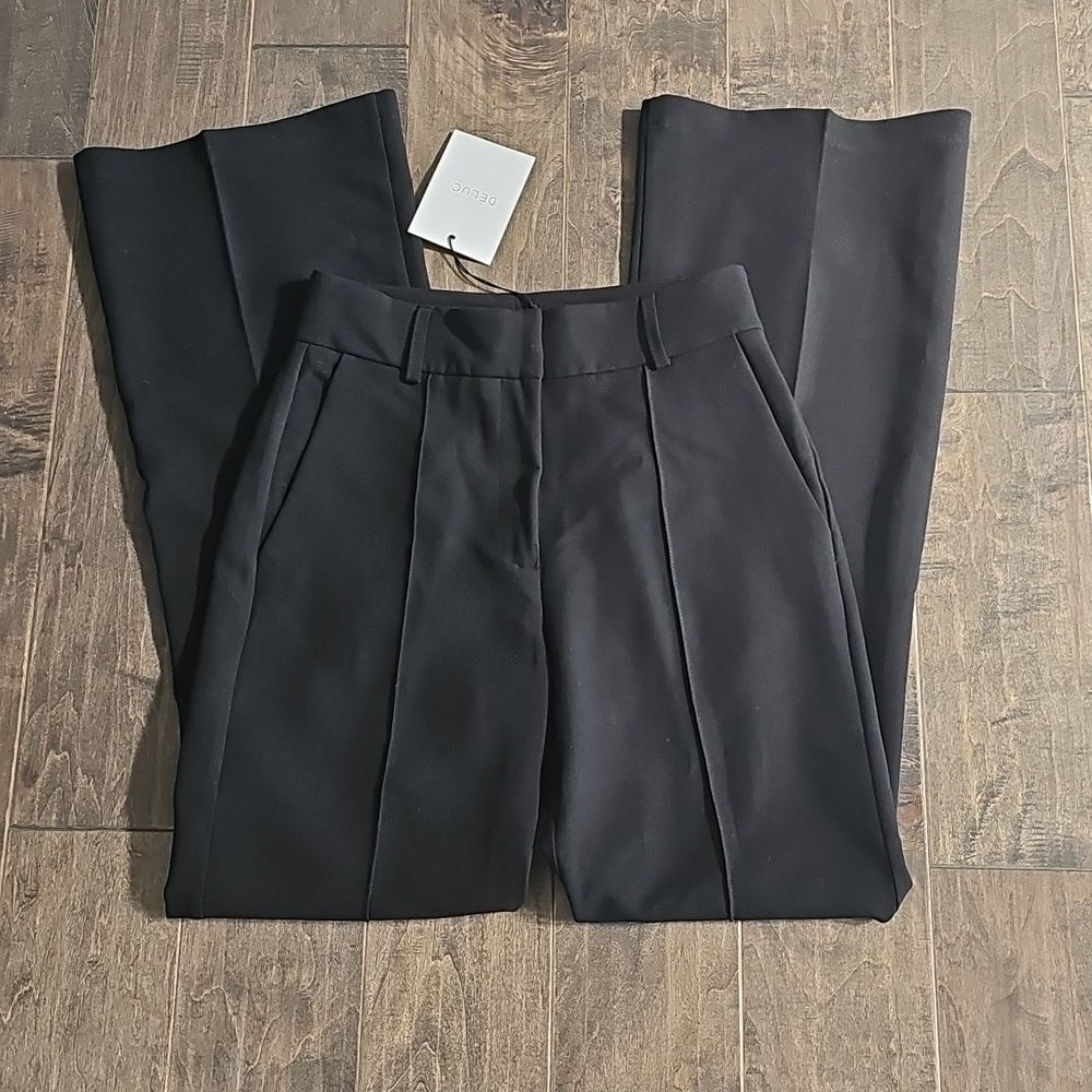 New Deluc Elegant Black Women's Flare Pants Sz XS - Picture 2 of 6